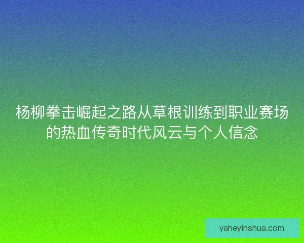 杨柳拳击崛起之路从草根训练到职业赛场的热血传奇时代风云与个人信念